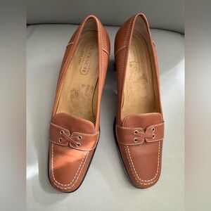 Coach Brown Leather Kassidy Stacked Heels Made In Italy loafers US 6.5 EU 36.5